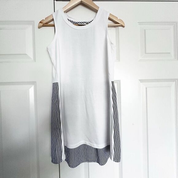 LOGO Lounge Tops - LOGO LOUNGE LORI GOLDSTEIN | Mixed Fabric Tank Top Tunic | Size XXS